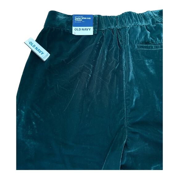 NWT Extra High-Rise Taylor Wide Leg Green Velvet Trouser by Old Navy size Large - Picture 10 of 12